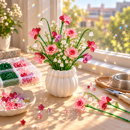 🌼✨DIY Beaded Wildflower Bouquet Kit – Handmade Crystal Flower Craft Set🌸✨