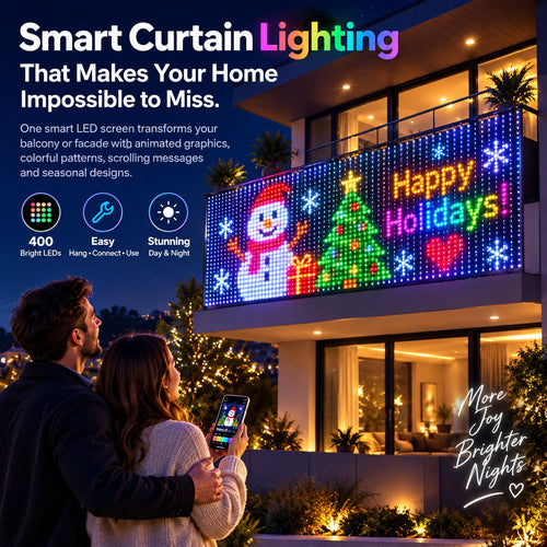 ✨ Turn Your Balcony Into A Giant LED Light Show! 🎄 Smart 300-LED Animated Mesh Screen 🎆📱