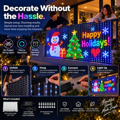 ✨ Turn Your Balcony Into A Giant LED Light Show! 🎄 Smart 300-LED Animated Mesh Screen 🎆📱