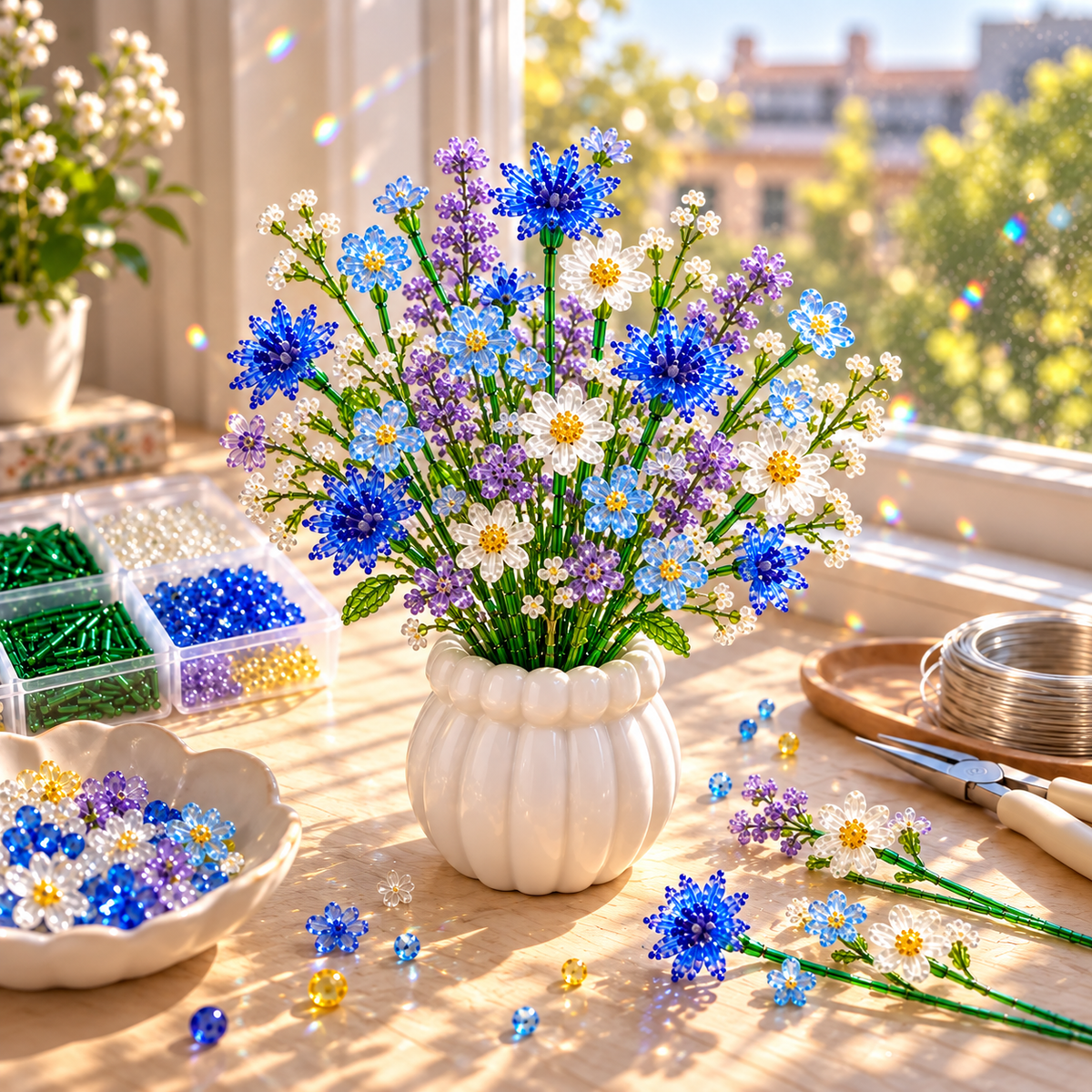 🌼✨DIY Beaded Wildflower Bouquet Kit – Handmade Crystal Flower Craft Set🌸✨