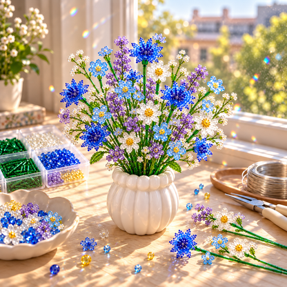 🌼✨DIY Beaded Wildflower Bouquet Kit – Handmade Crystal Flower Craft Set🌸✨