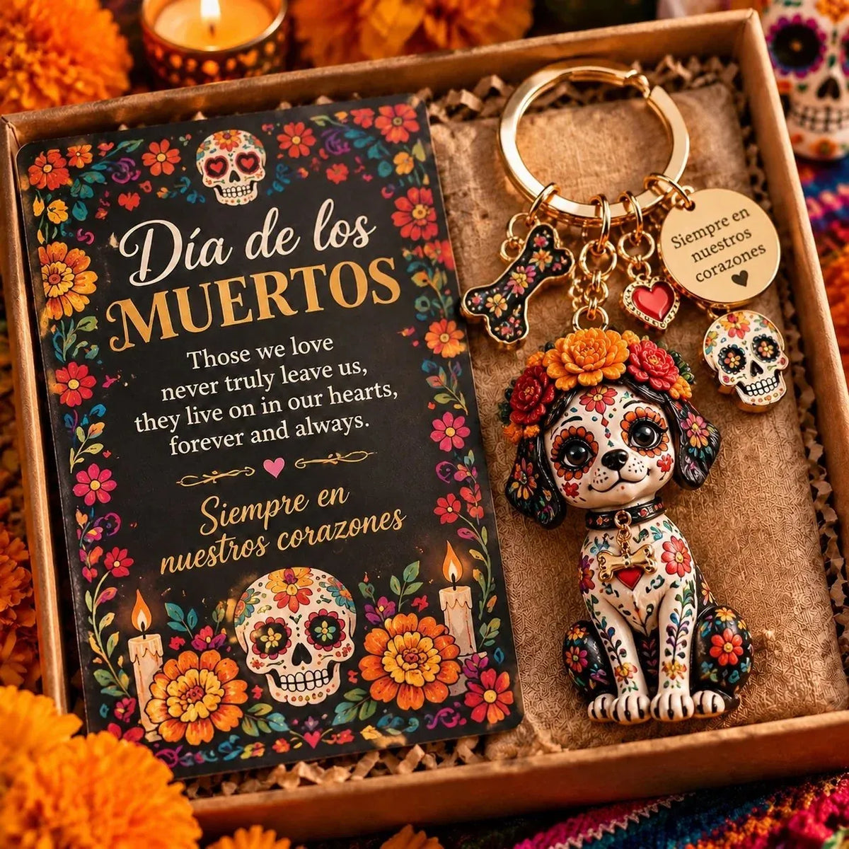 🌼 Día de Muertos-Inspired Layered Charm Keychain for Keys & Bags 💀