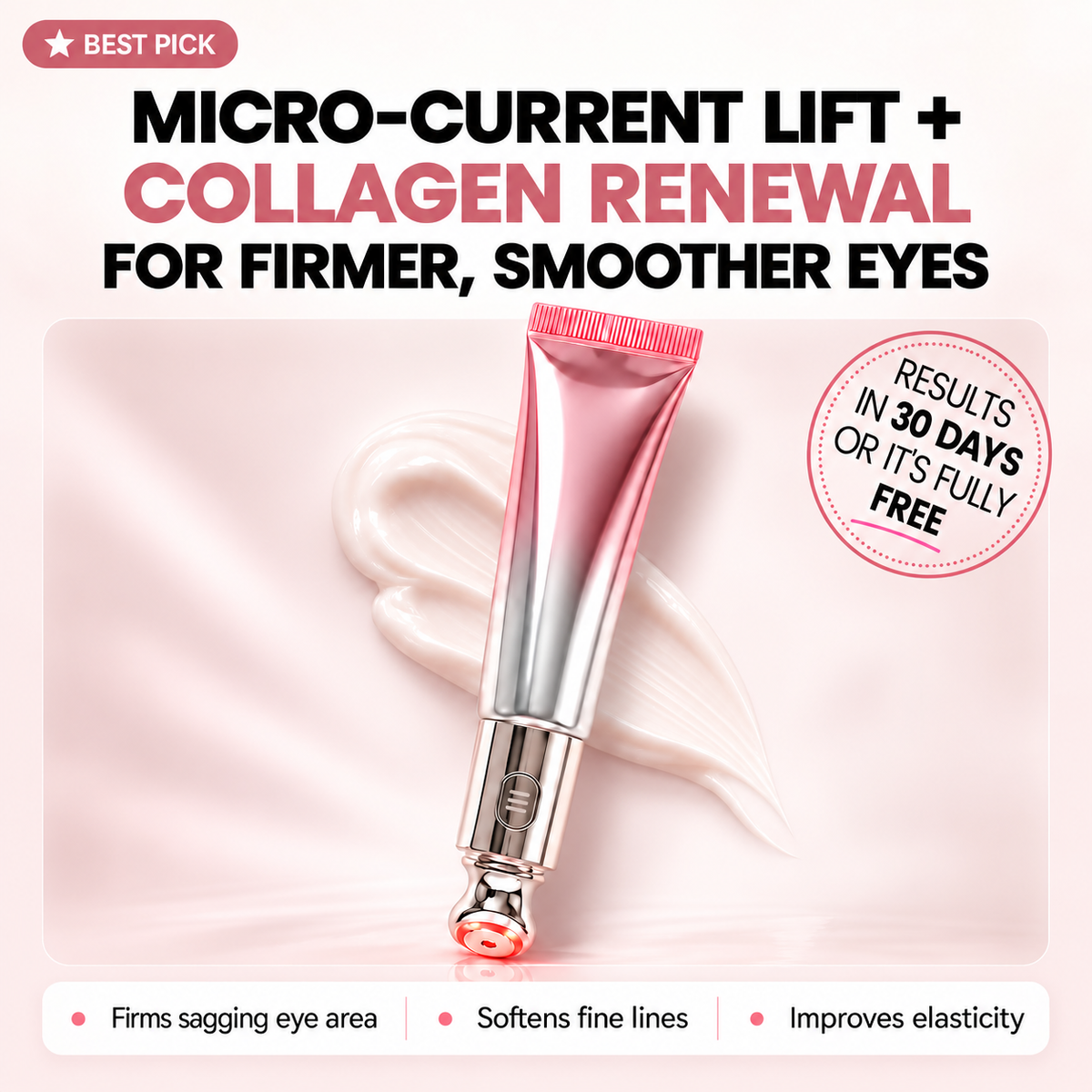 Eye Renewal Crème – 3-in-1 Red Light & Microcurrent Eye Care – Miretha