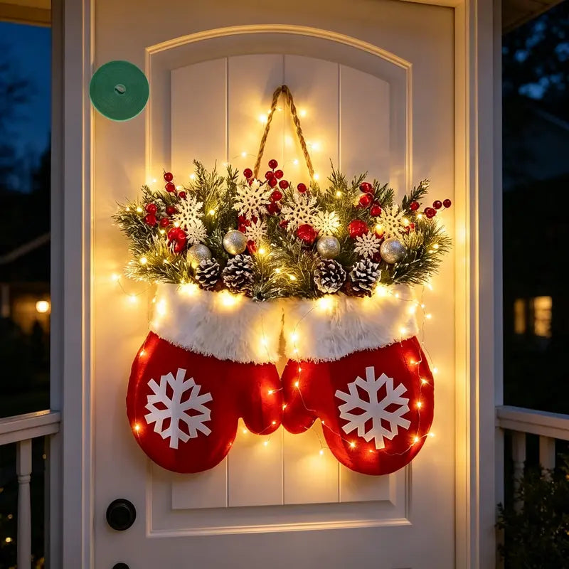 🎄 Light-Up Christmas Mitten Door Hanging