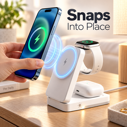 3-in-1 Wireless Charging Stand for iPhone, Apple Watch & AirPods