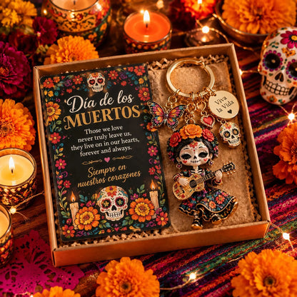 🌼 Día de Muertos-Inspired Layered Charm Keychain for Keys & Bags 💀