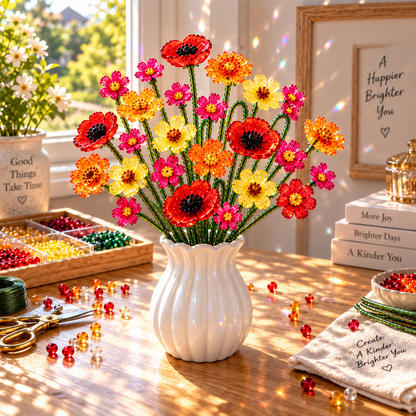 🌼✨DIY Beaded Wildflower Bouquet Kit – Handmade Crystal Flower Craft Set🌸✨