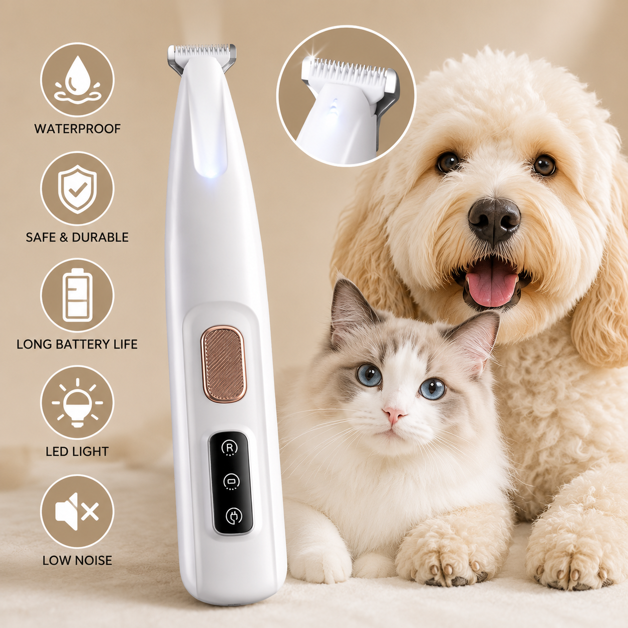 ✂️🐾Precision Pet Trimmer – Safe Grooming for Paws, Eyes & Tail with LED Light