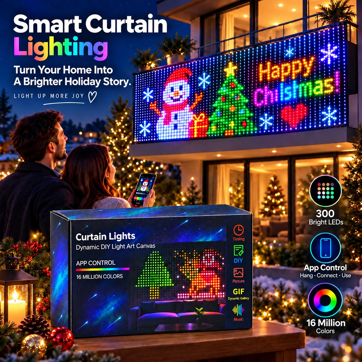 Turn Your Balcony Into A Giant LED Light Show!🎄 Smart 300-LED Animat ...