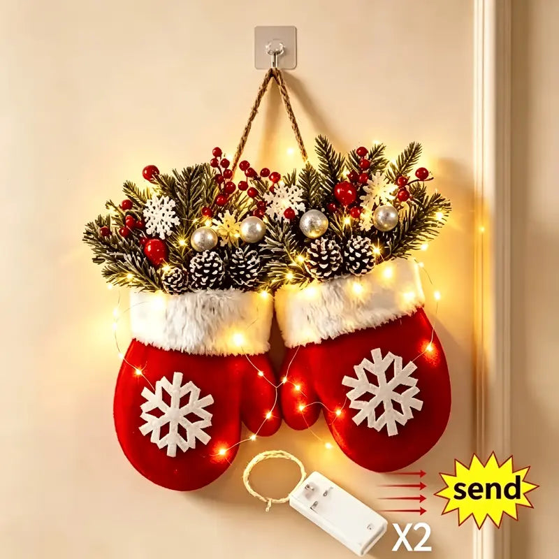 🎄 Light-Up Christmas Mitten Door Hanging