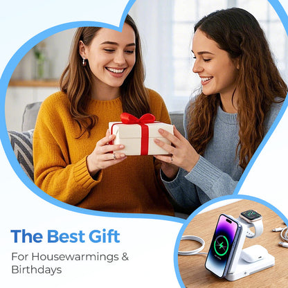 3-in-1 Wireless Charging Stand for iPhone, Apple Watch & AirPods