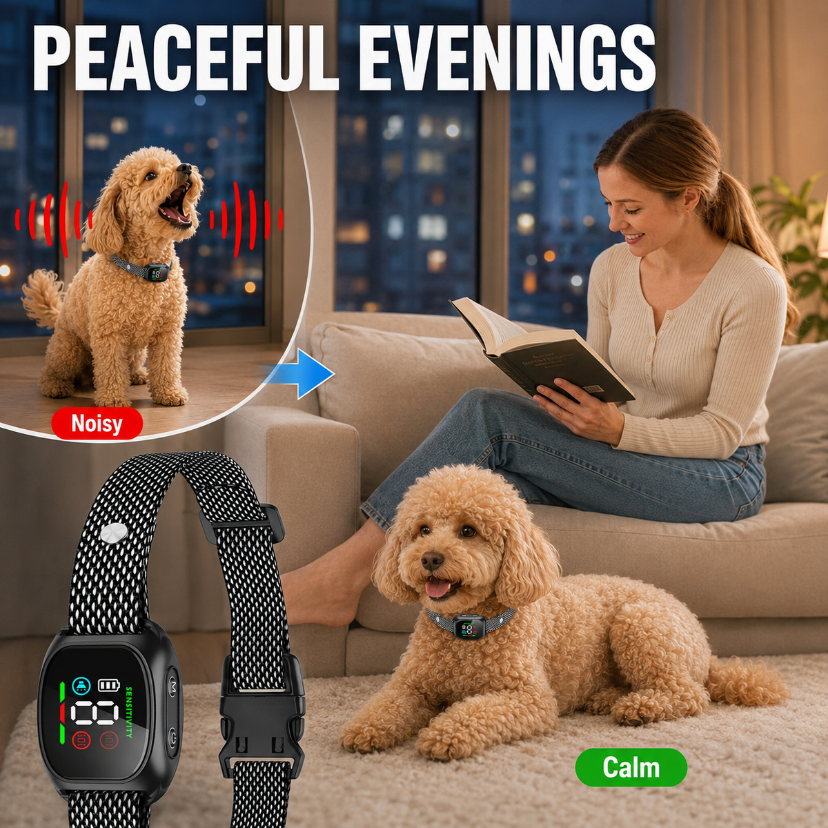 🐶 No-Shock Anti-Bark Collar with Beep and Vibration