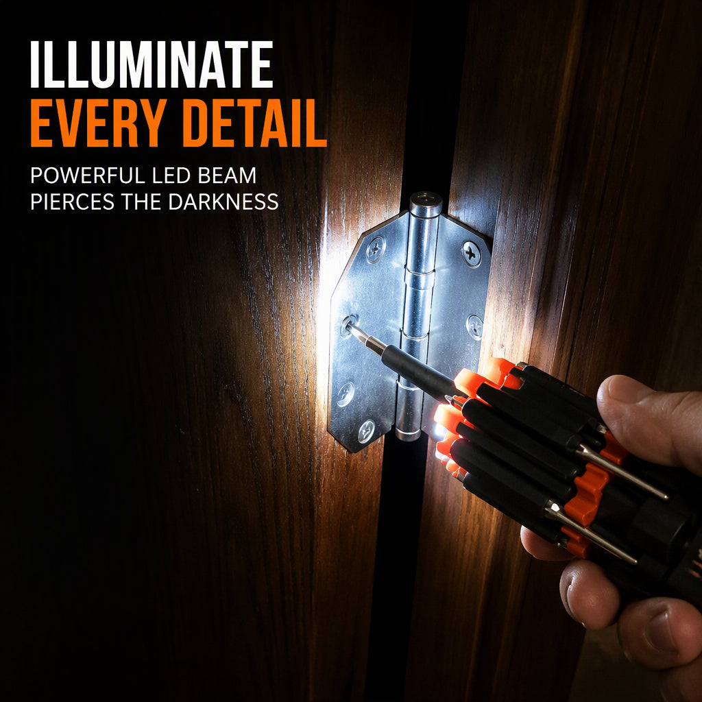 🔧8-in-1 Folding Screwdriver with LED Light