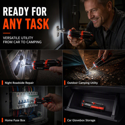 🔧8-in-1 Folding Screwdriver with LED Light