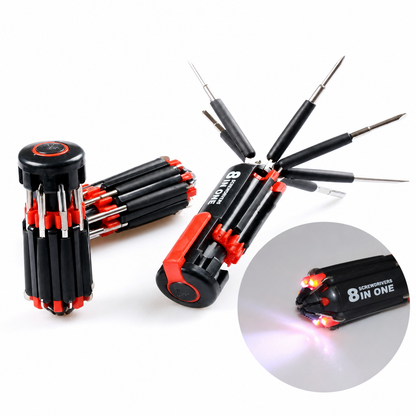 🔧8-in-1 Folding Screwdriver with LED Light